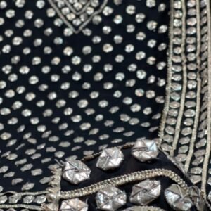 luxury black embroidered fabric – handcrafted elegance